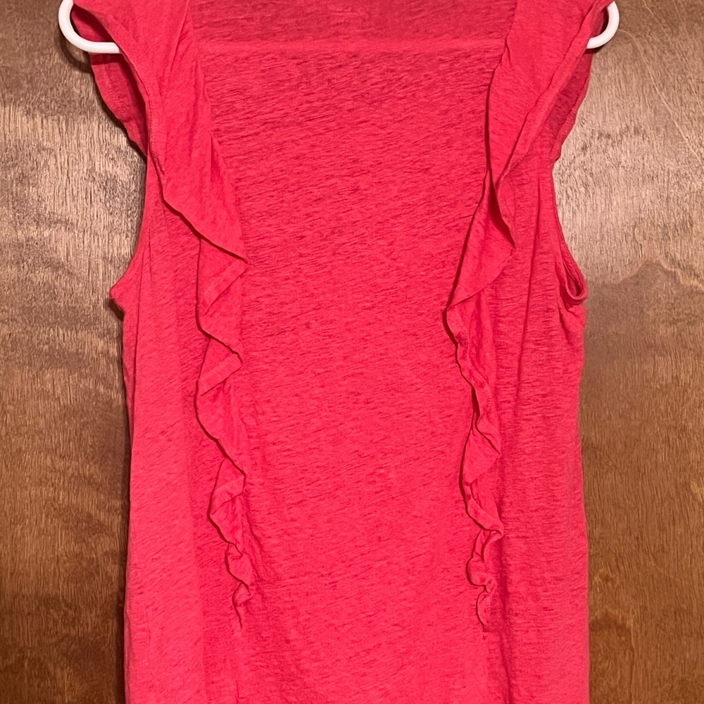 J Crew Linen Ruffle Front She’ll Top - Picture 3 of 3